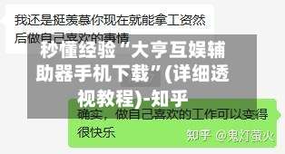 秒懂经验“大亨互娱辅助器手机下载	”(详细透视教程)-知乎-第2张图片