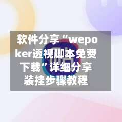 软件分享“wepoker透视脚本免费下载	”详细分享装挂步骤教程-第1张图片