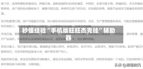 秒懂经验“手机版旺旺杰克挂	”辅助器-第1张图片