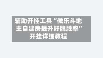 辅助开挂工具“微乐斗地主自建房提升好牌胜率”开挂详细教程-第2张图片