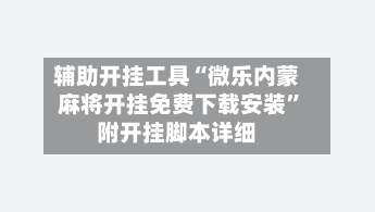 辅助开挂工具“微乐内蒙麻将开挂免费下载安装”附开挂脚本详细-第3张图片