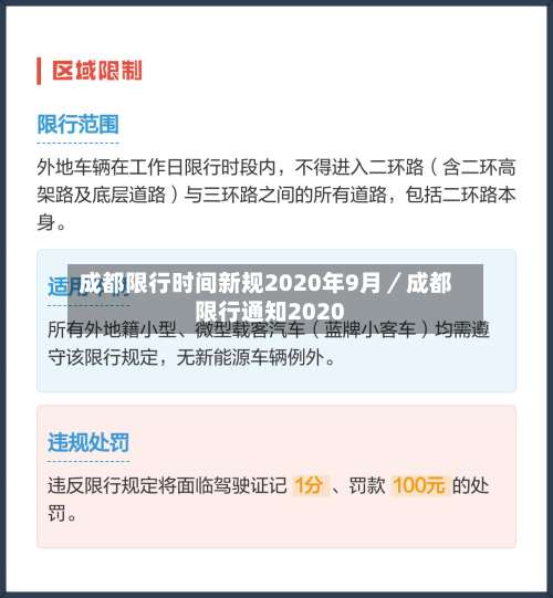 成都限行时间新规2020年9月／成都限行通知2020-第1张图片