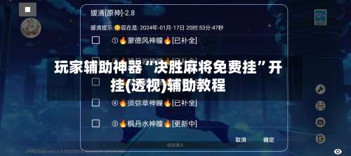 玩家辅助神器“决胜麻将免费挂”开挂(透视)辅助教程-第2张图片