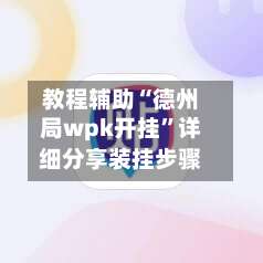 教程辅助“德州局wpk开挂”详细分享装挂步骤-第1张图片