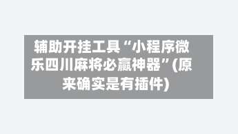 辅助开挂工具“小程序微乐四川麻将必赢神器	”(原来确实是有插件)-第2张图片