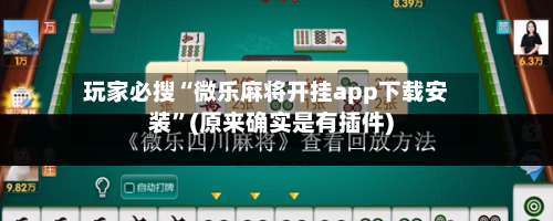 玩家必搜“微乐麻将开挂app下载安装	”(原来确实是有插件)-第1张图片