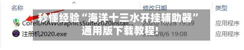 秒懂经验“海洋十三水开挂辅助器”通用版下载教程!-第1张图片