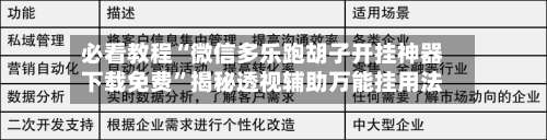 必看教程“微信多乐跑胡子开挂神器下载免费	”揭秘透视辅助万能挂用法-第1张图片