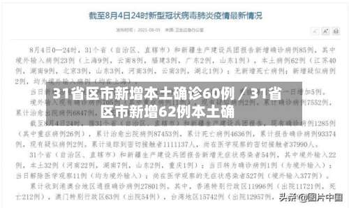 31省区市新增本土确诊60例／31省区市新增62例本土确-第1张图片